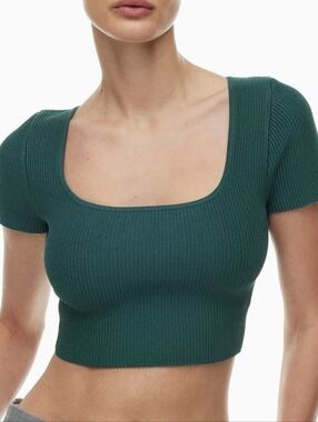 Babaton Sculpt Knit Squareneck Cropped Top Womens Size Medium
